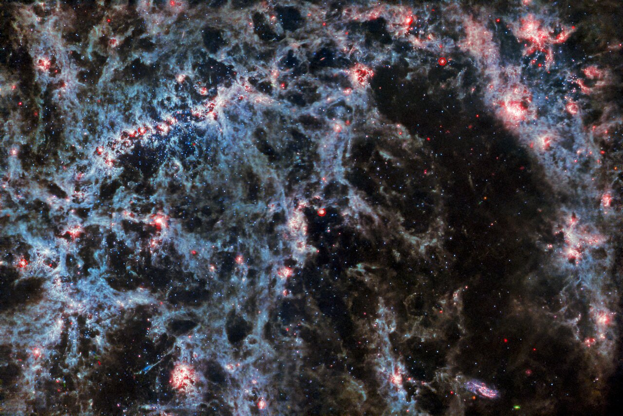 Webb peers behind mid-infrared bars