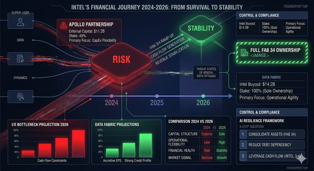Intel repurchases Apollo's 49% stake in Ireland's Fab 34 for $14.2B. Learn how this consolidation of Intel 3 & Intel 4 production impacts the AI chip market in 2026.