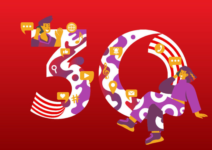 The stamp for the 30th anniversary of mobile communications received a design