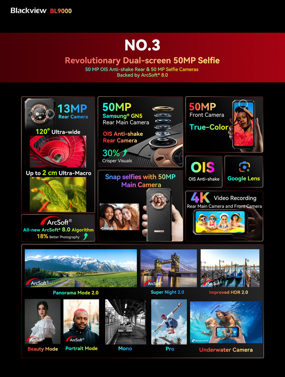 Revolutionary Dual-screen 50MP Selfie