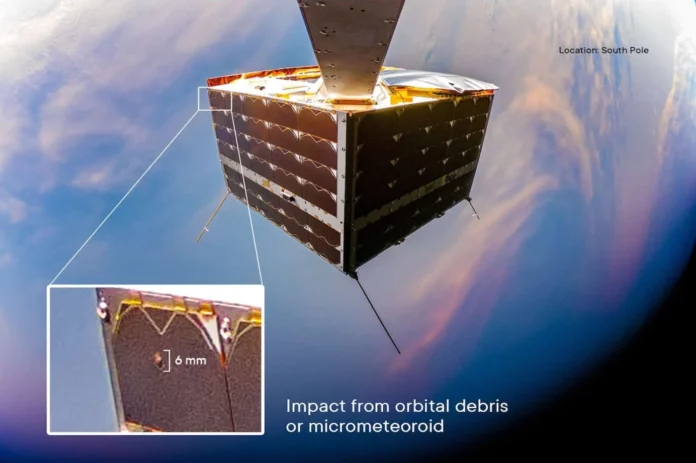 MP42 Satellite Satellite selfie shows damage from mysterious collision