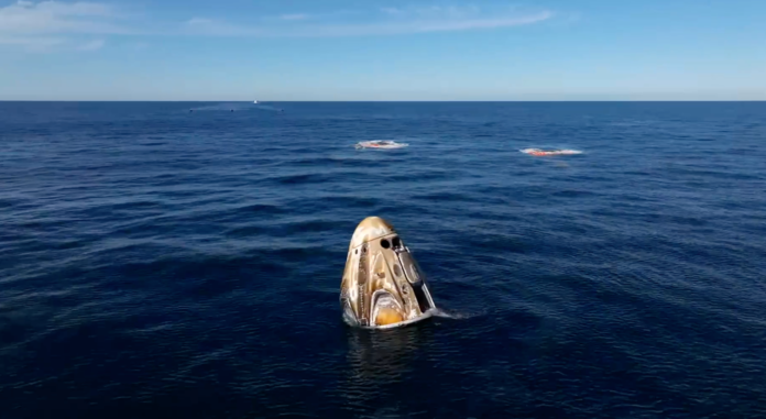 NASA astronauts return from a long stay on the ISS