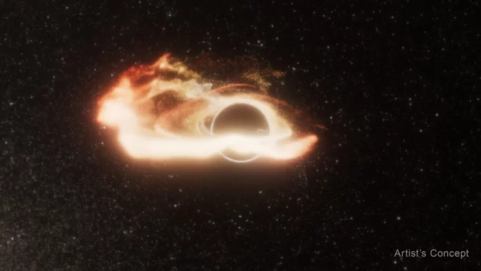Unusual black hole devours stars in a distant galaxy