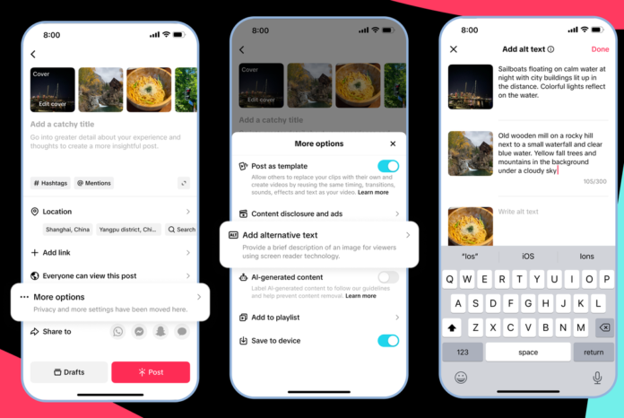 TikTok uses AI-generated text to describe photos