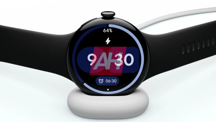 Pixel Watch 4 charges from a wireless charging station