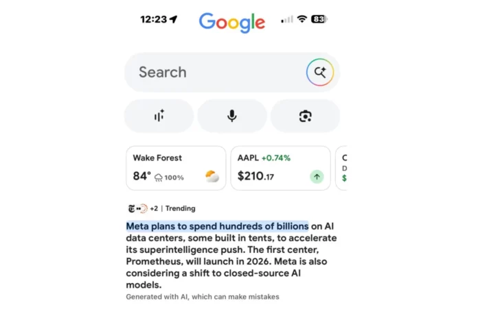 Google's Discover page summarizes AI news