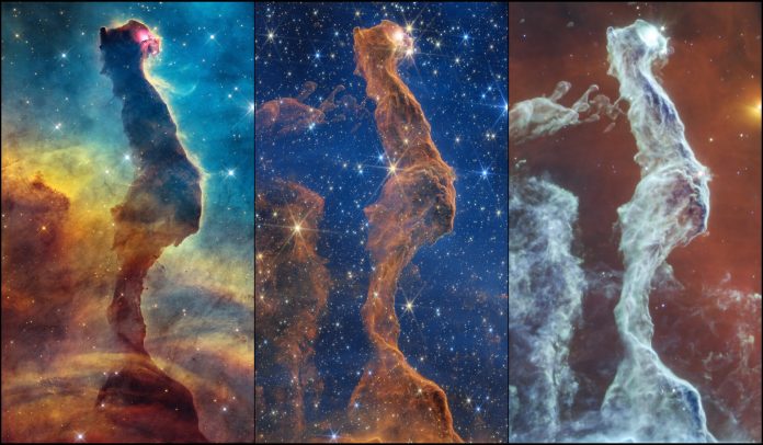 Cat’s Head Nebula (Hubble WFC3, Webb NIRCam, and Webb MIRI ima